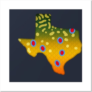 Brook Trout Fish Texas State Map Fishing Gifts Posters and Art